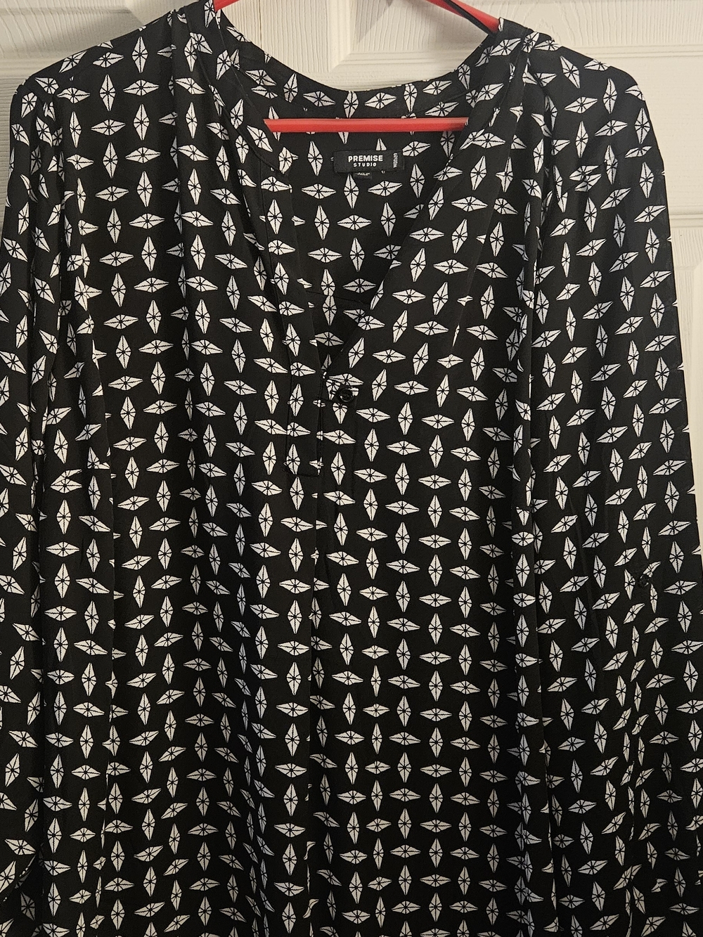Premise Black and White Geometric Print A-Line Skirt